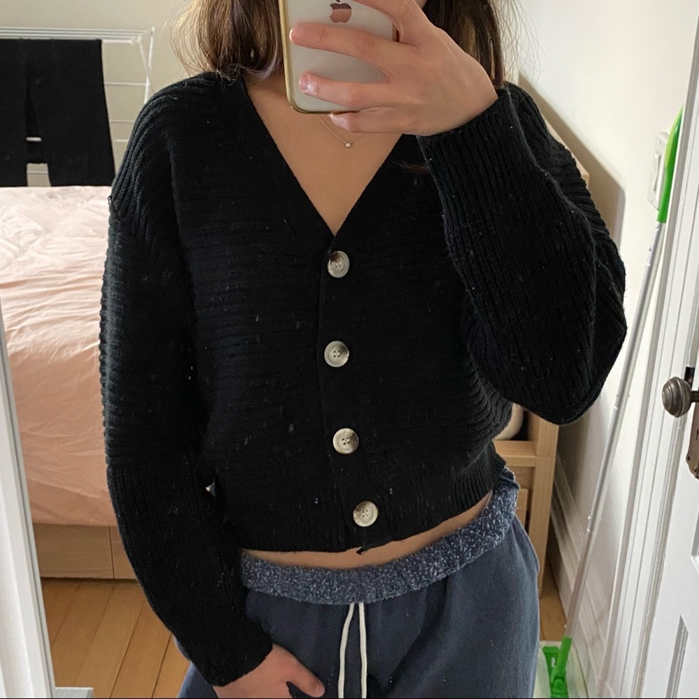 Princess Polly Cropped Black Cardigan